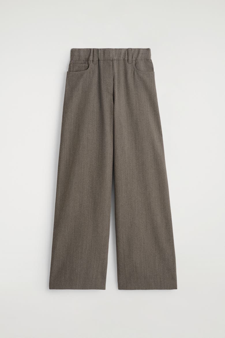 Regular Wool-Blend Wide-Leg Pants, Alternate, color, BROWN MÉLANGE