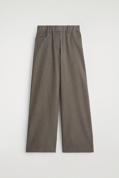Regular Wool-Blend Wide-Leg Pants