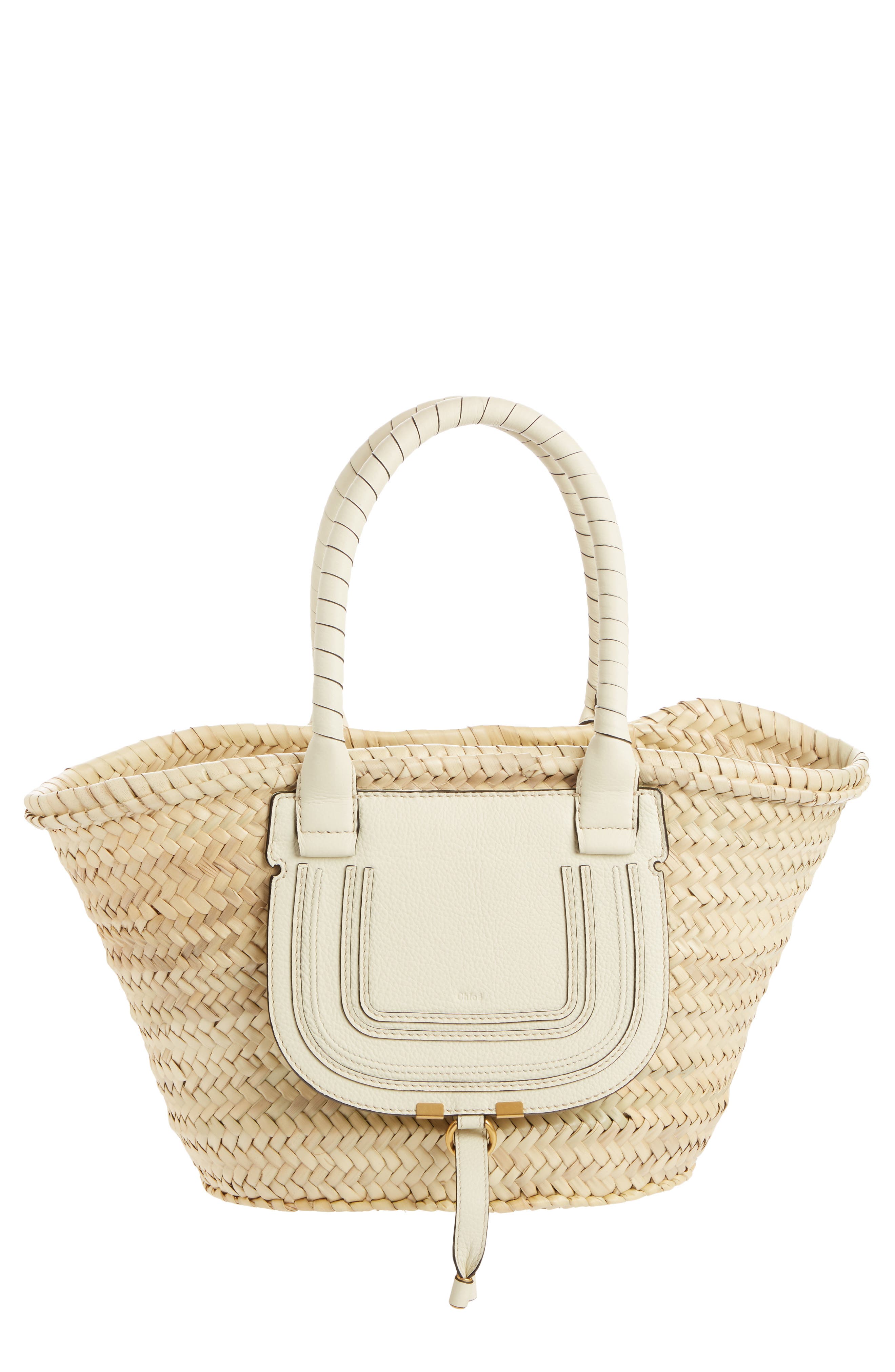 Medium Marcie Leather & Raffia Tote, Main, color, NATURAL WHITE