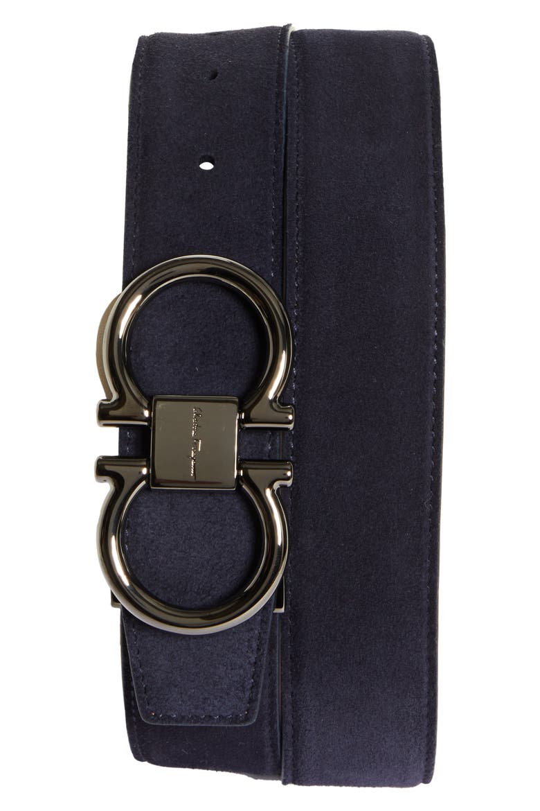 Double Gancio Suede Belt, Main, color, NAVY