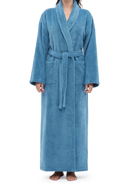 Womens Classic Shawl Collar Ankle Length Terry Bathrobe