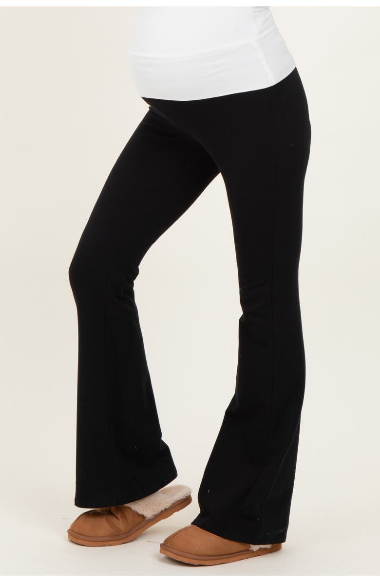 PinkBlush Contrast Waistband Flared Lounge Pants, Alternate, color, Black