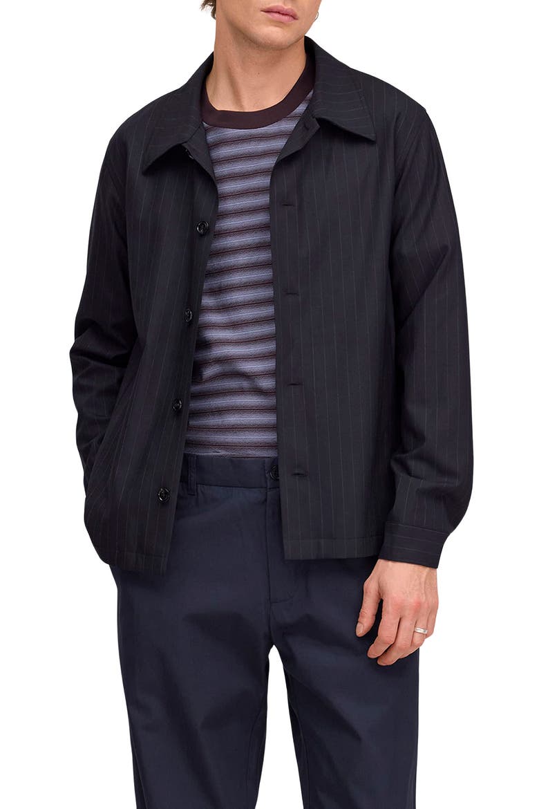 Zander Pinstripe Shirt Jacket, Main, color, NAVY STRIPE
