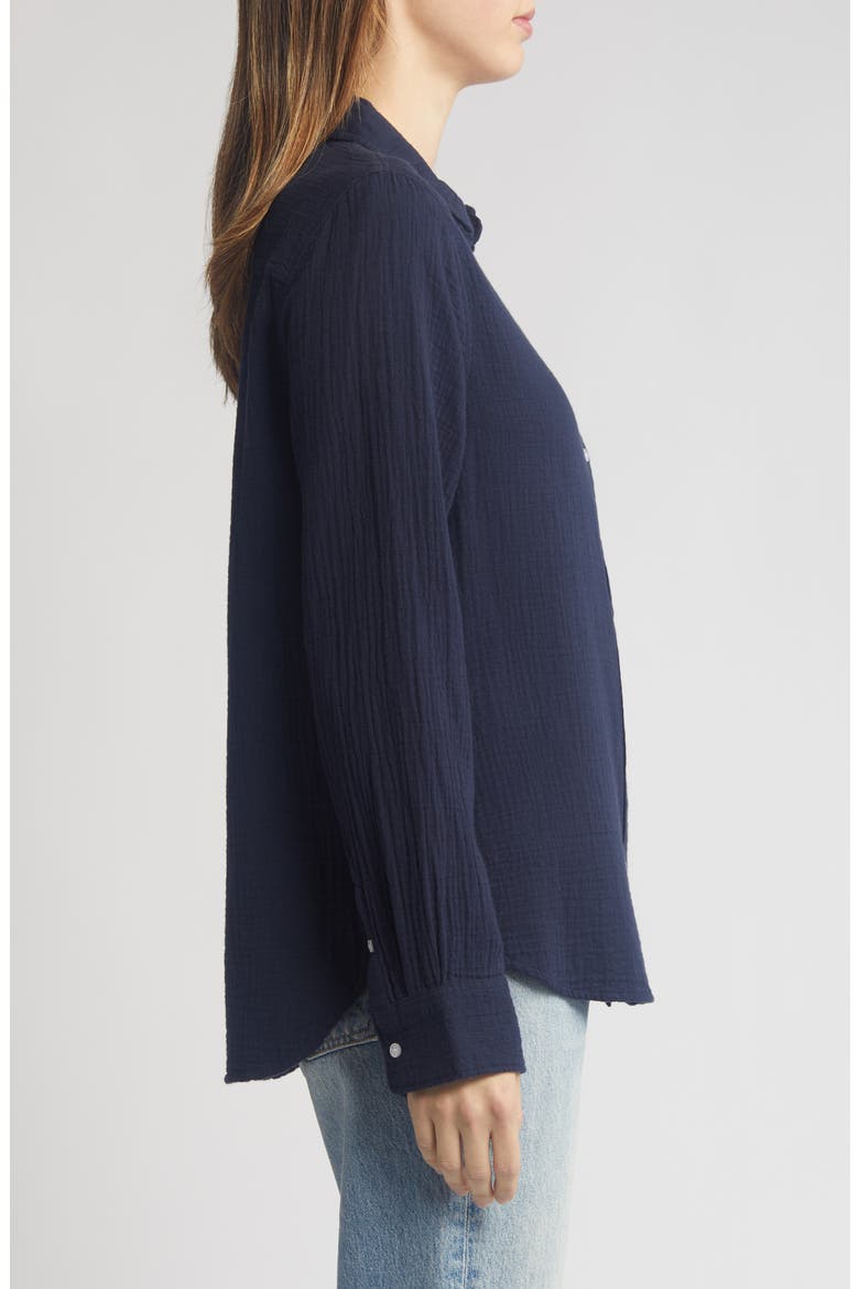 Casual Gauze Button-Up Shirt, Alternate, color, NAVY BLAZER