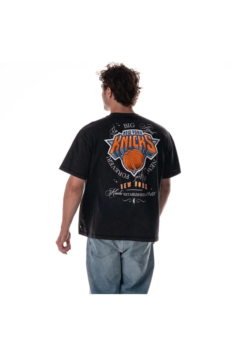 THE WILD COLLECTIVE Unisex The Wild Collective  Black New York Knicks Oversized Streetwear T-Shirt, Alternate, color, Black