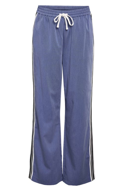 Shop Noisy May Jess Side Stripe Wide Leg Pants In Dutch Blue Detail Me