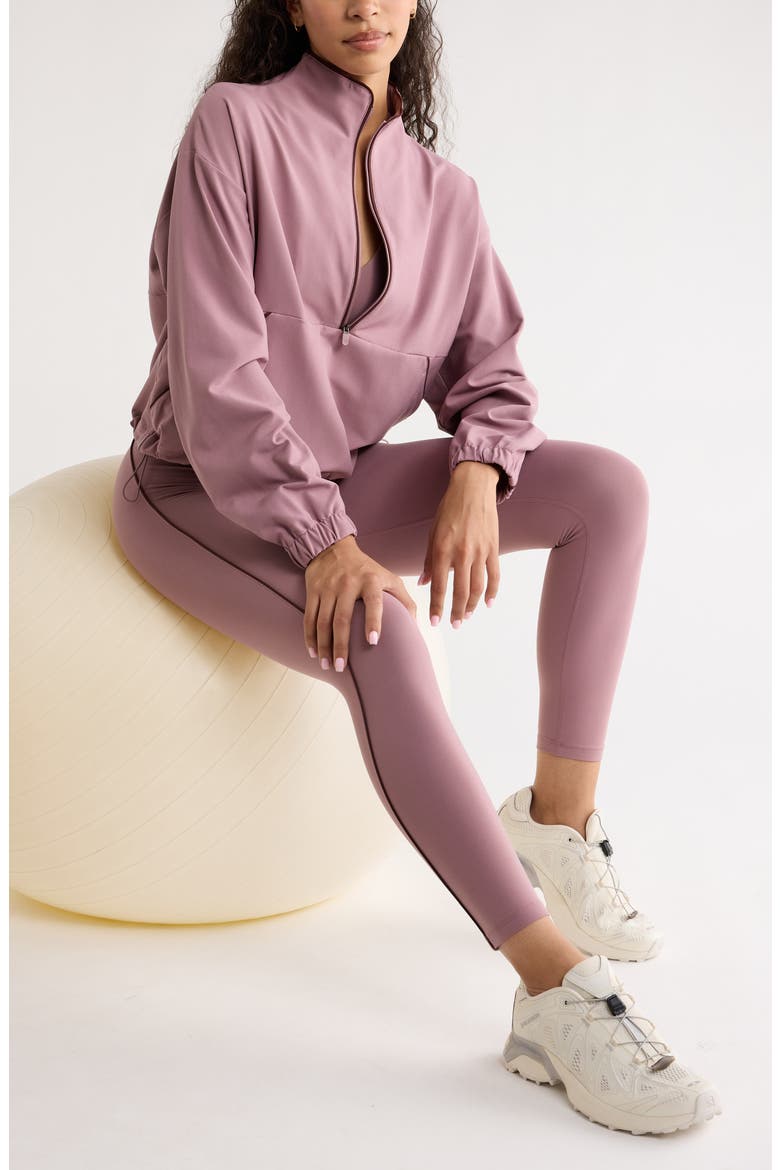 Piped Half Zip Pullover, Alternate, color, PURPLE SHAKE