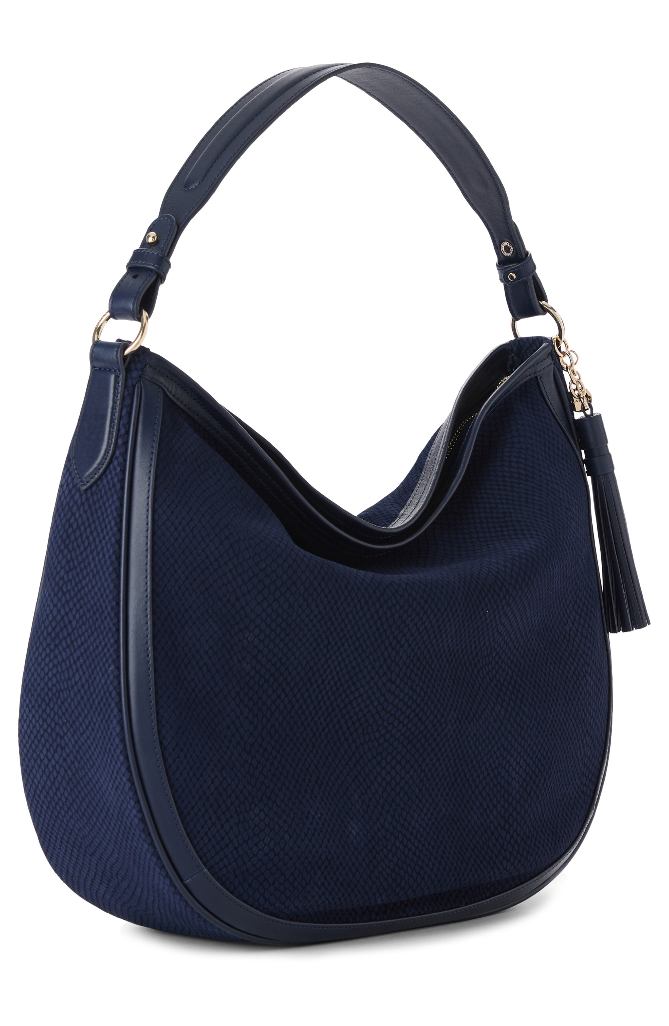 Brahmin Kathleen Snake Embossed Leather Shoulder Bag, Alternate, color, Navy Belcanto