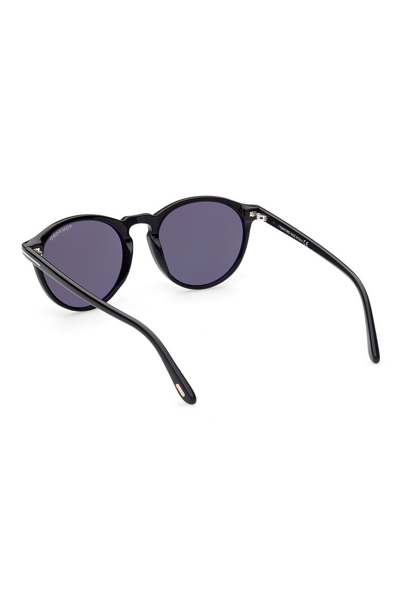 52mm Polarized Round Sunglasses, Alternate, color, SHINY BLACK / SMOKE
