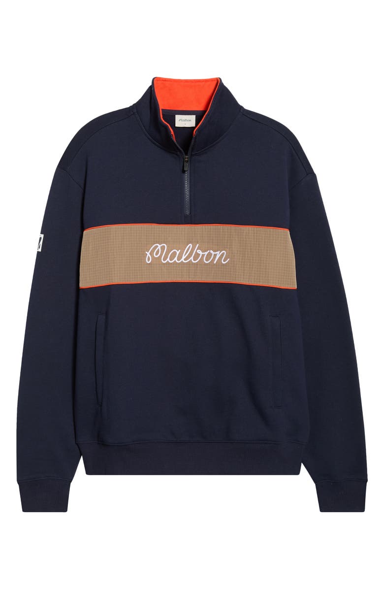 Malbon Golf Torrey Pines Quarter Zip Sweatshirt, Main, color, Baritone Blue