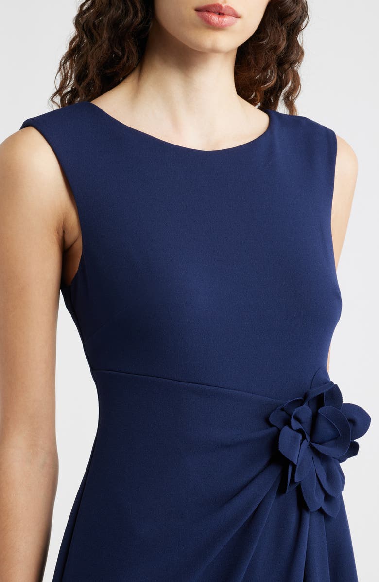 Connected Apparel Flower Appliqué Jersey Gown, Alternate, color, Navy