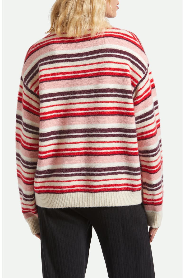 Cozy Stripe Crewneck Sweater, Alternate, color, PINK/ RED MULTI STRIPE