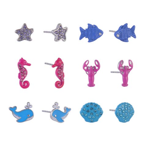 6 Pack Sea Life Stud Earring Set