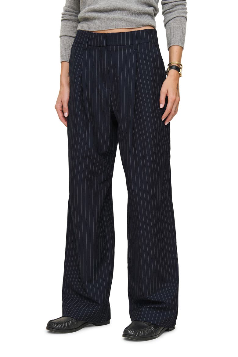 Alex Wide Leg Linen Pants, Main, color, MIDNIGHT STRIPE