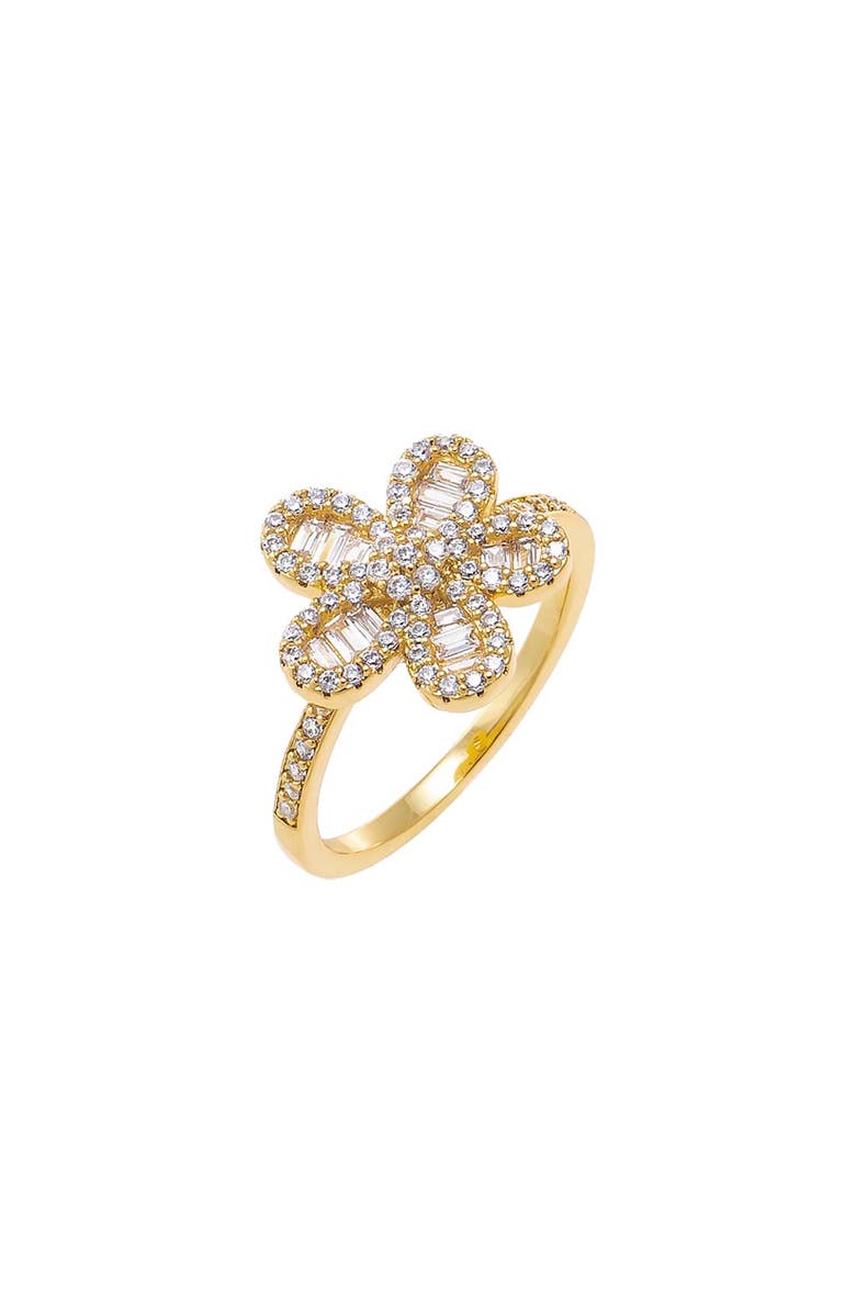 BY ADINA EDEN CZ Pave X Baguette Fancy Flower Ring, Main, color,