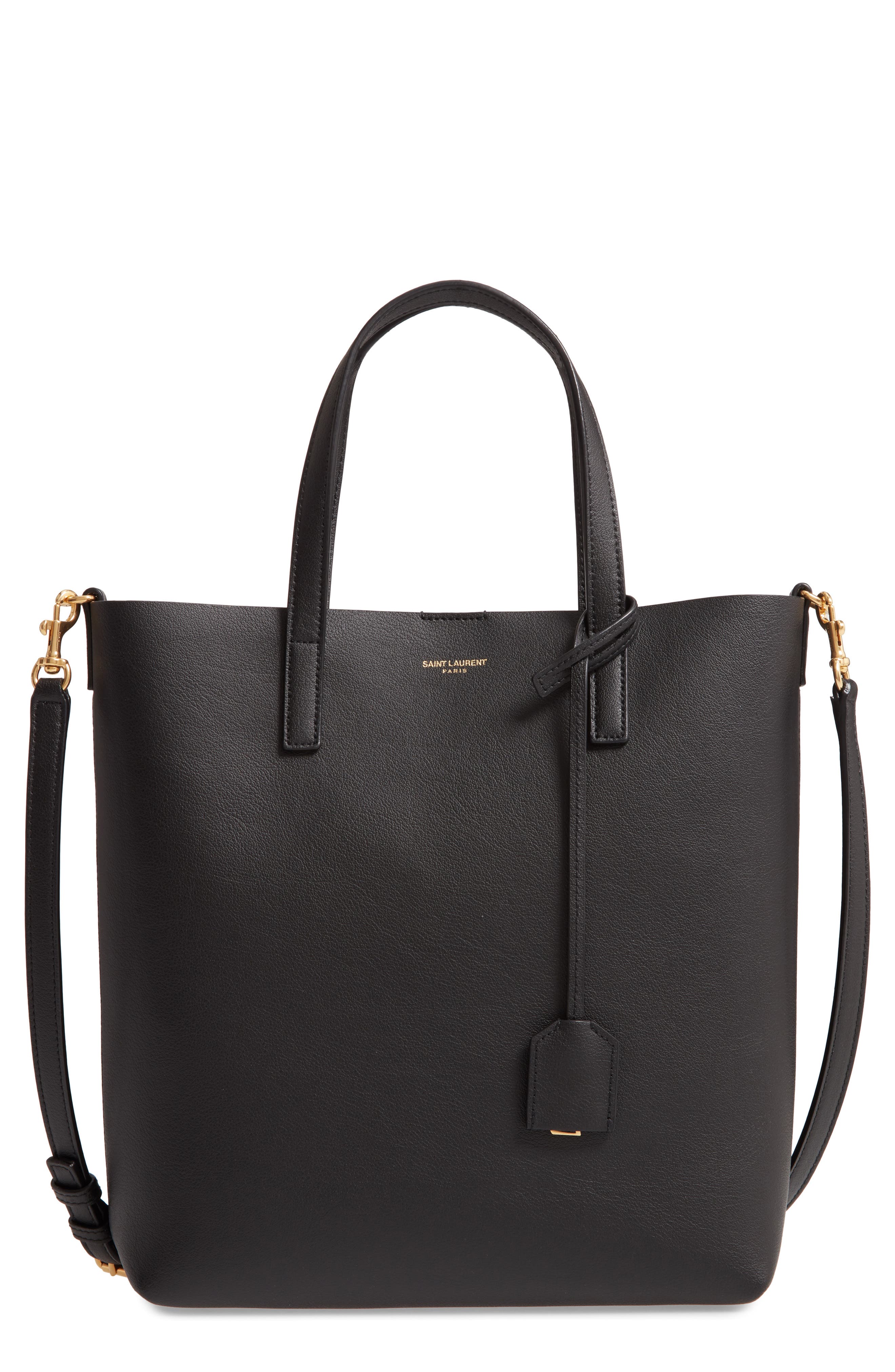 Toy Leather Shopping Tote, Main, color, NOIR
