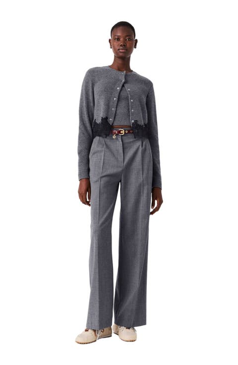 Twinset with lace trim