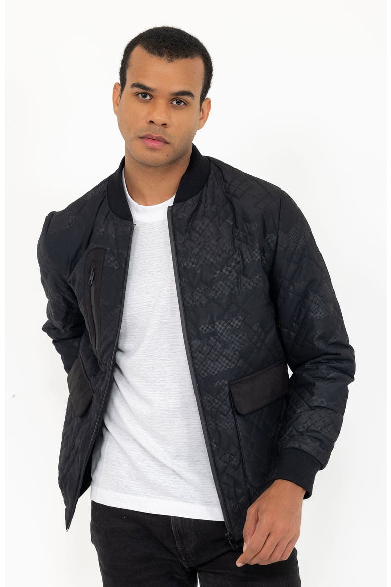 Quilted Bomber Jacket, Alternate, color, BLACK