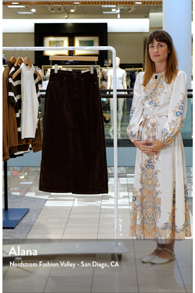 High Waist Slit Front Corduroy Maxi Skirt video