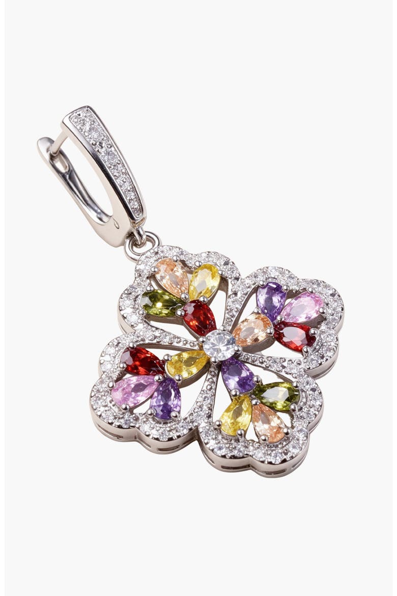 Crystal Floral Cluster Statement Drop Earrings, Alternate, color, Multicolor
