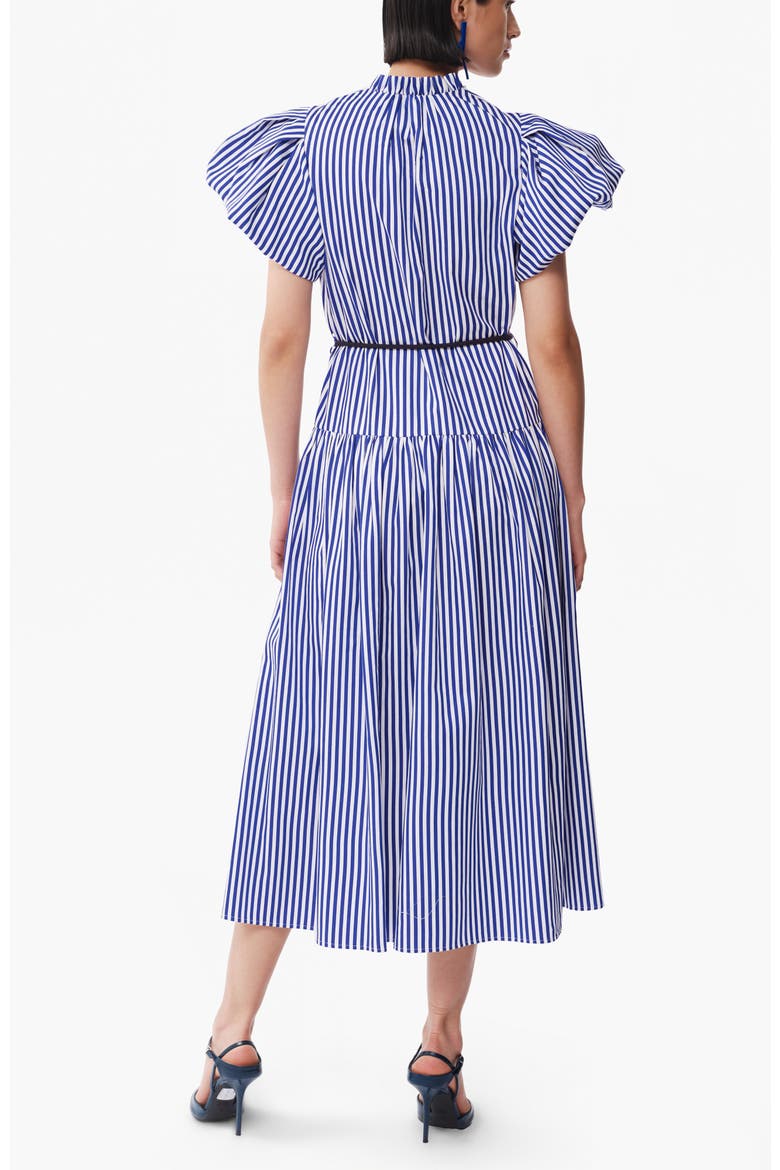 Gabo Puff Sleeve Cotton Midi Dress, Alternate, color, Lineas Azules Print