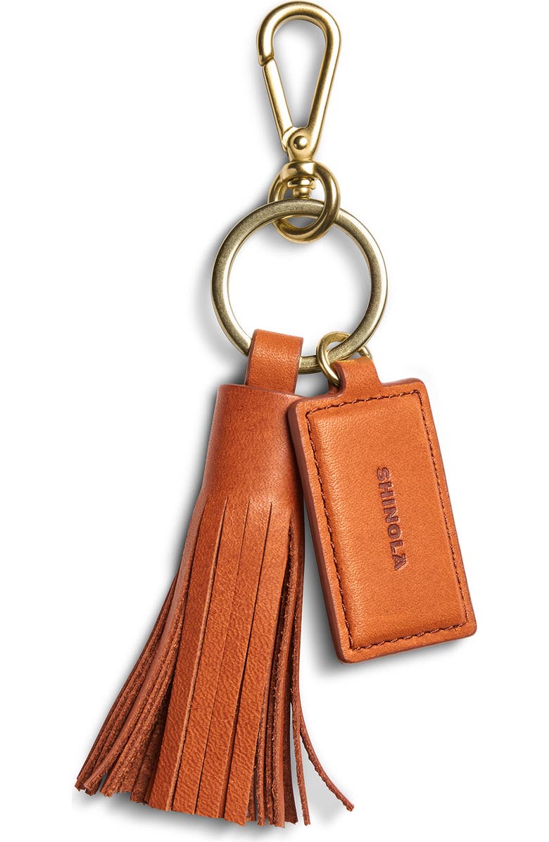Shinola Leather Tassel Keychain, Main, color, Rust