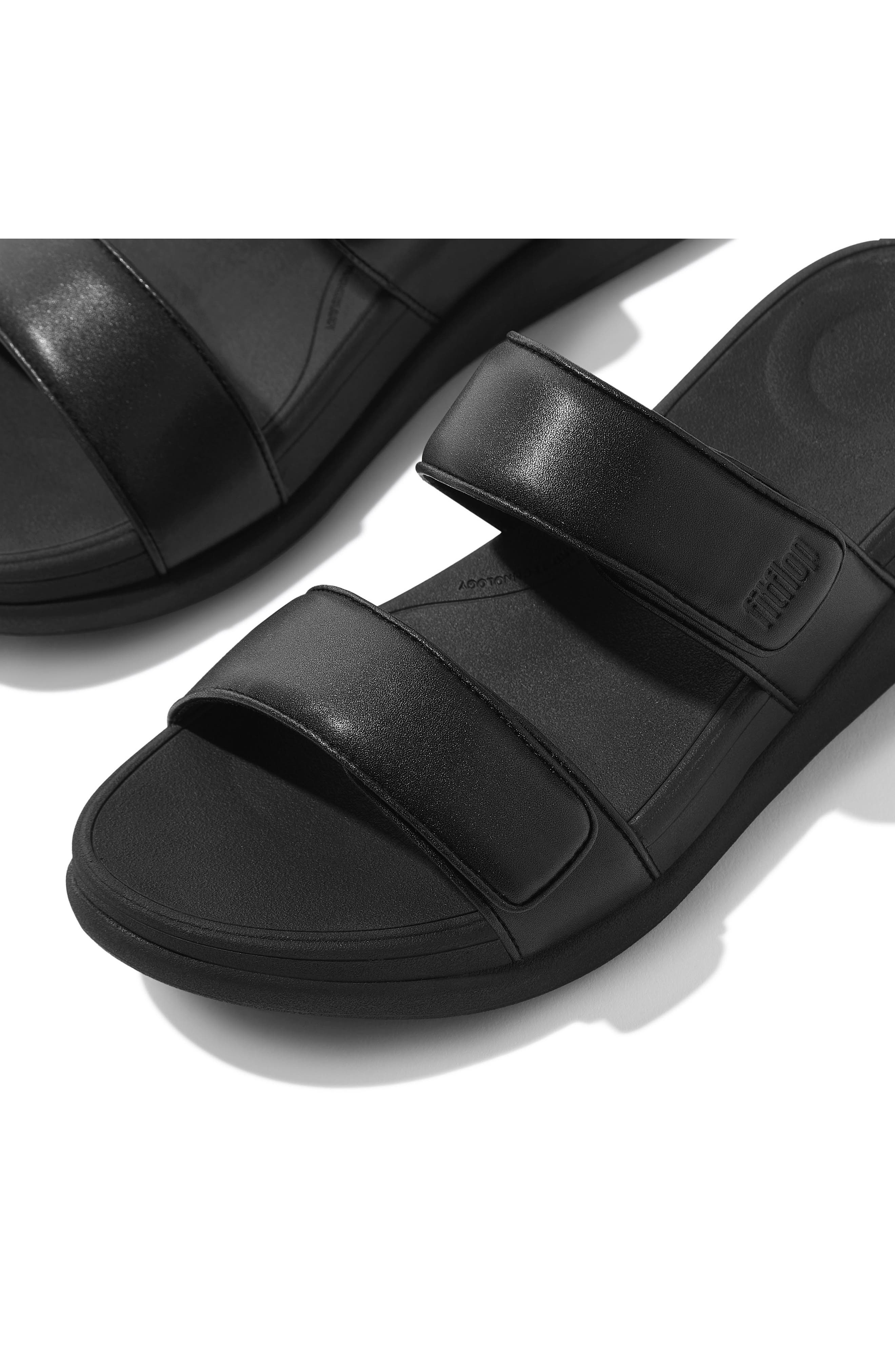 FitFlop F-Mode Go Adjustable Platform Slide Sandal, Alternate, color, All Black