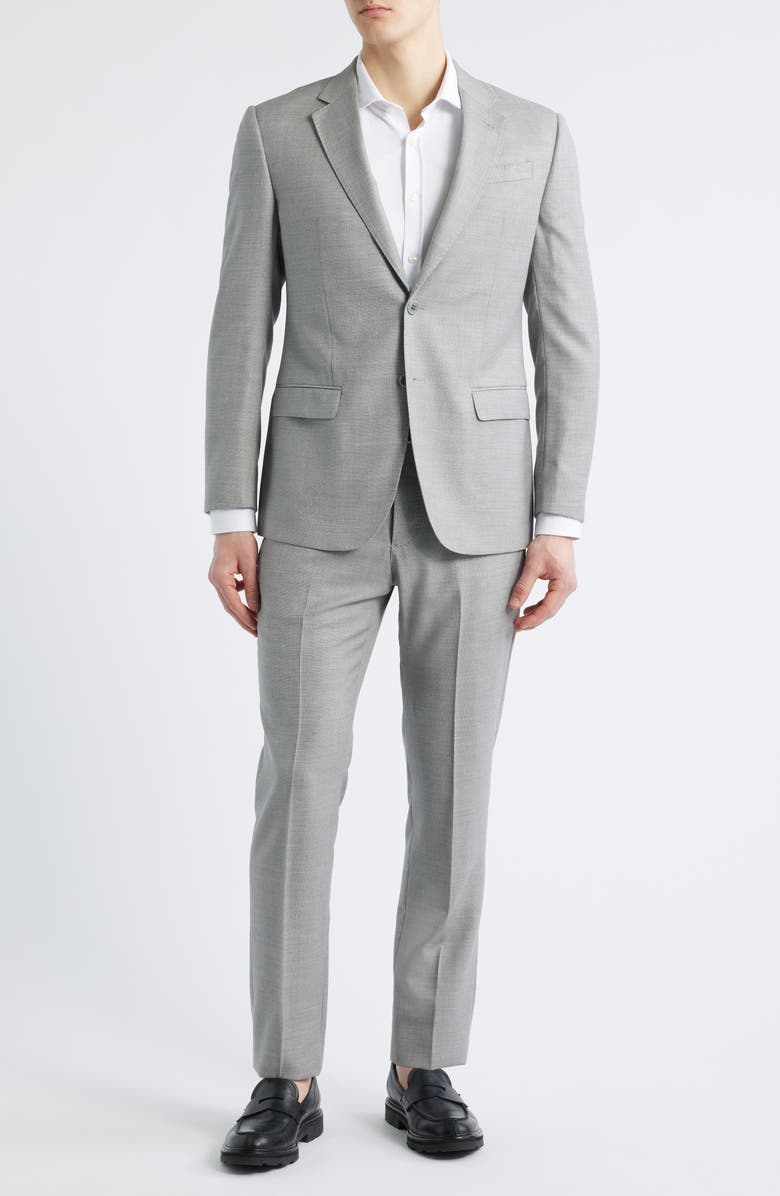 Emporio Armani Light Grey Mélange Wool Suit, Main, color,