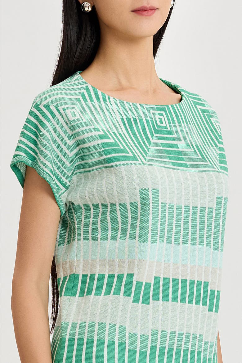 Geometric Jacquard Soft Knit Top, Alternate, color, Kelly Green/Euca/Lime/Ivory
