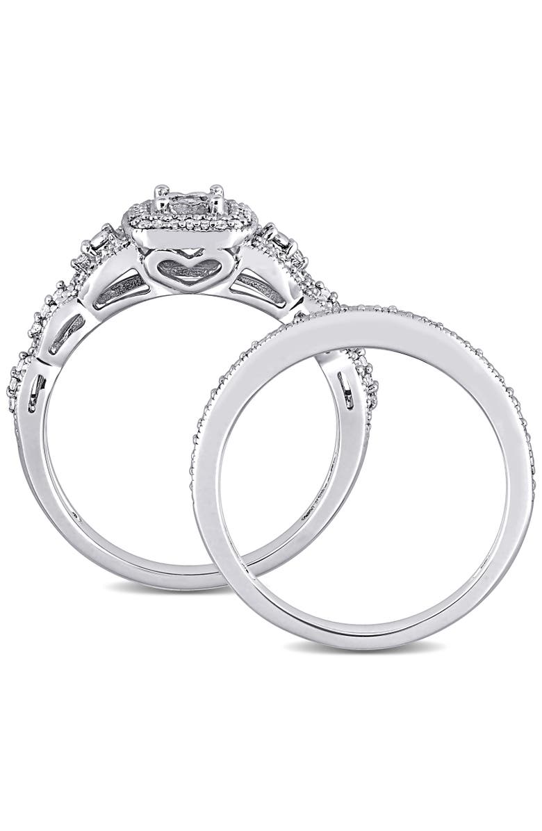 Julianna B. Diamond Princess Vintage Bridal Ring Set, Alternate, color, Sterling Silver