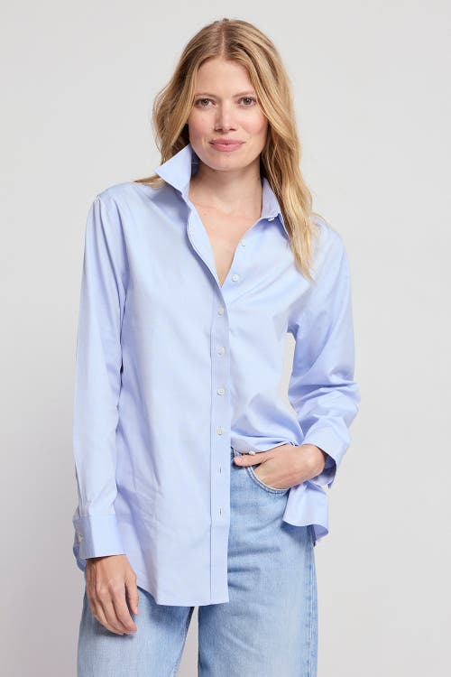 The Shirt By Rochelle Behrens The Jet Set Boyfriend Shirt In Blue