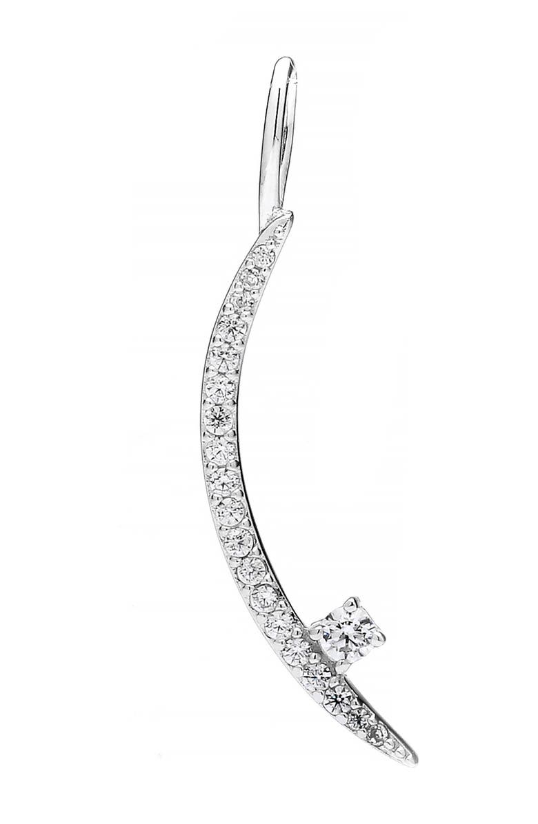 Nadri Rhodium Plated Cubic Zirconia Crescent Charm, Main, color, 