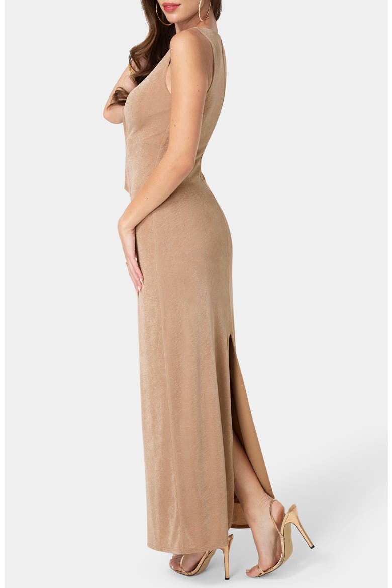 Tie Cutout Sleeveless Maxi Dress, Alternate, color, MOCHA