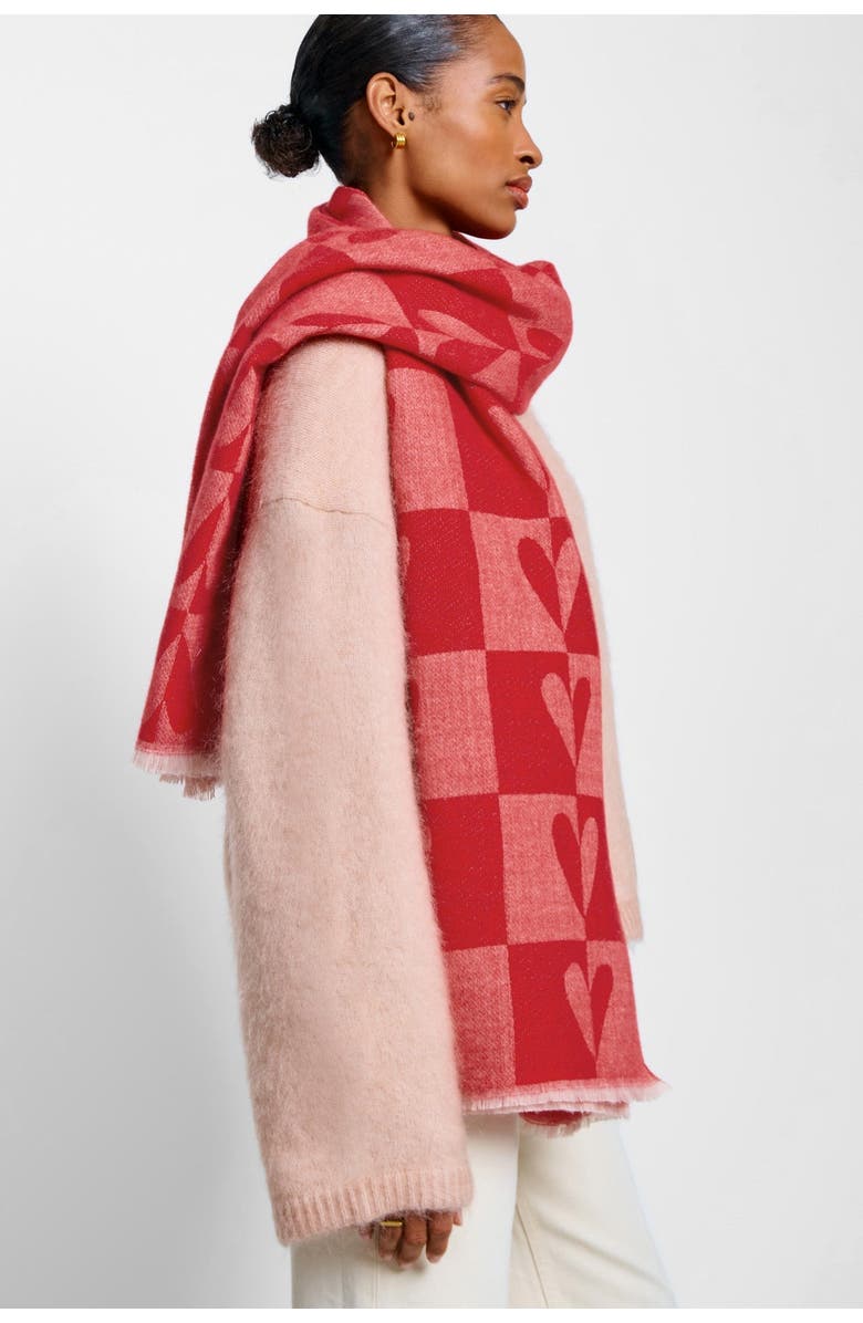 Katie Loxton Heart Printed Blanket Scarf, Alternate, color, Red