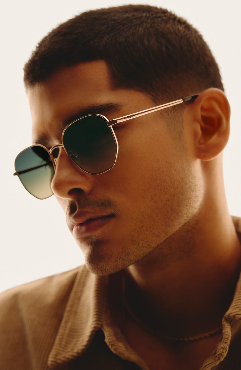 QUAY Big Time 54mm Gradient Round Sunglasses, Alternate, color, Gold/ Palm Taupe