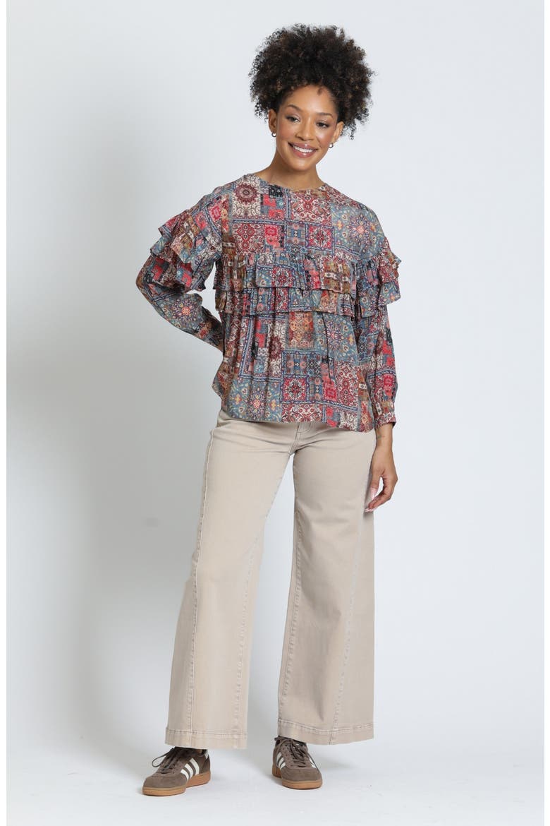 Ruffled Peasant Top, Alternate, color, DUSTY ROSE/MINERAL MULTI