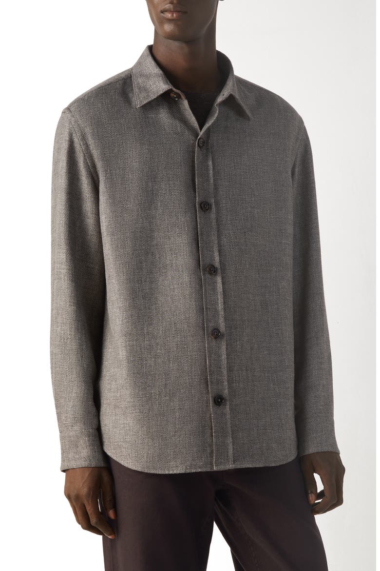 Cashmere, Linen & Silk Overshirt, Main, color, DARK BROWN