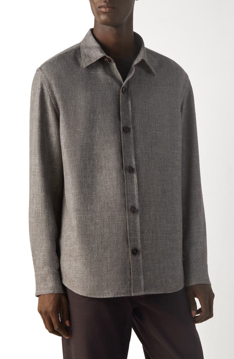 ZEGNA Cashmere, Linen & Silk Overshirt, Main, color, Dark Brown