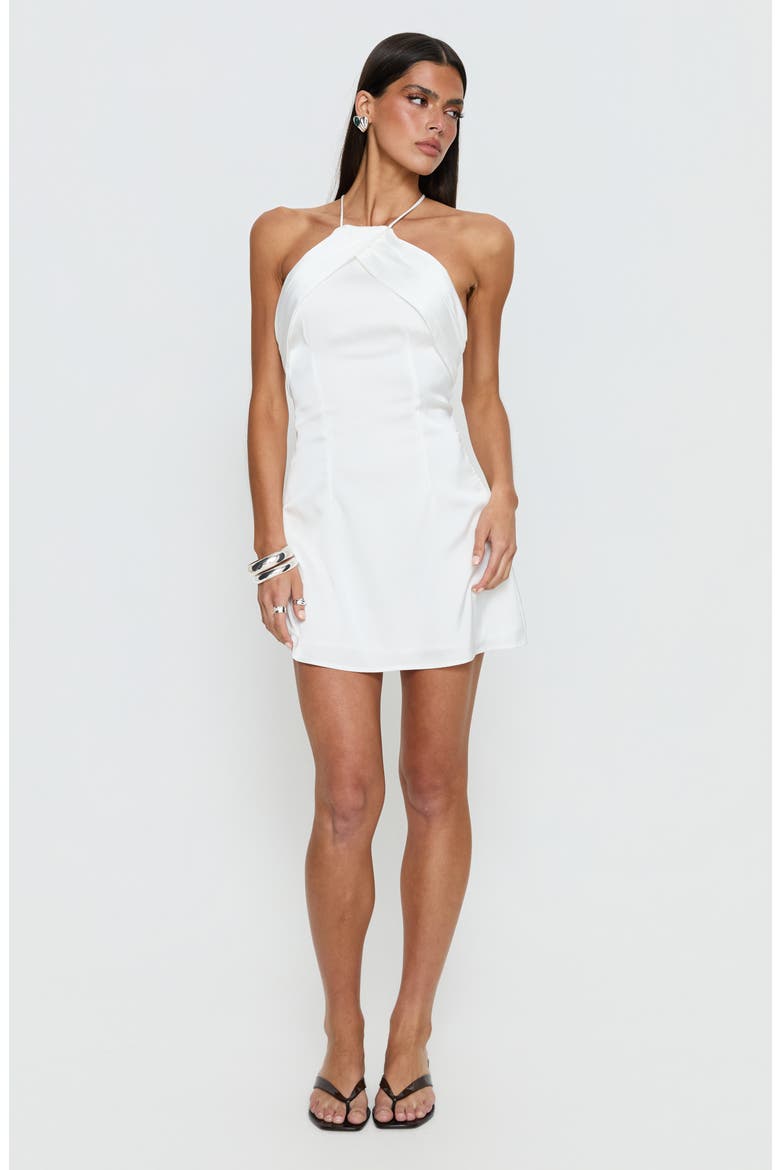 Amberlee Ruched Halter Minidress, Alternate, color, WHITE