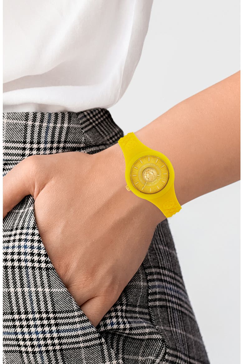 Fire Island Silicone Strap Watch, 39mm, Alternate, color, YELLOW