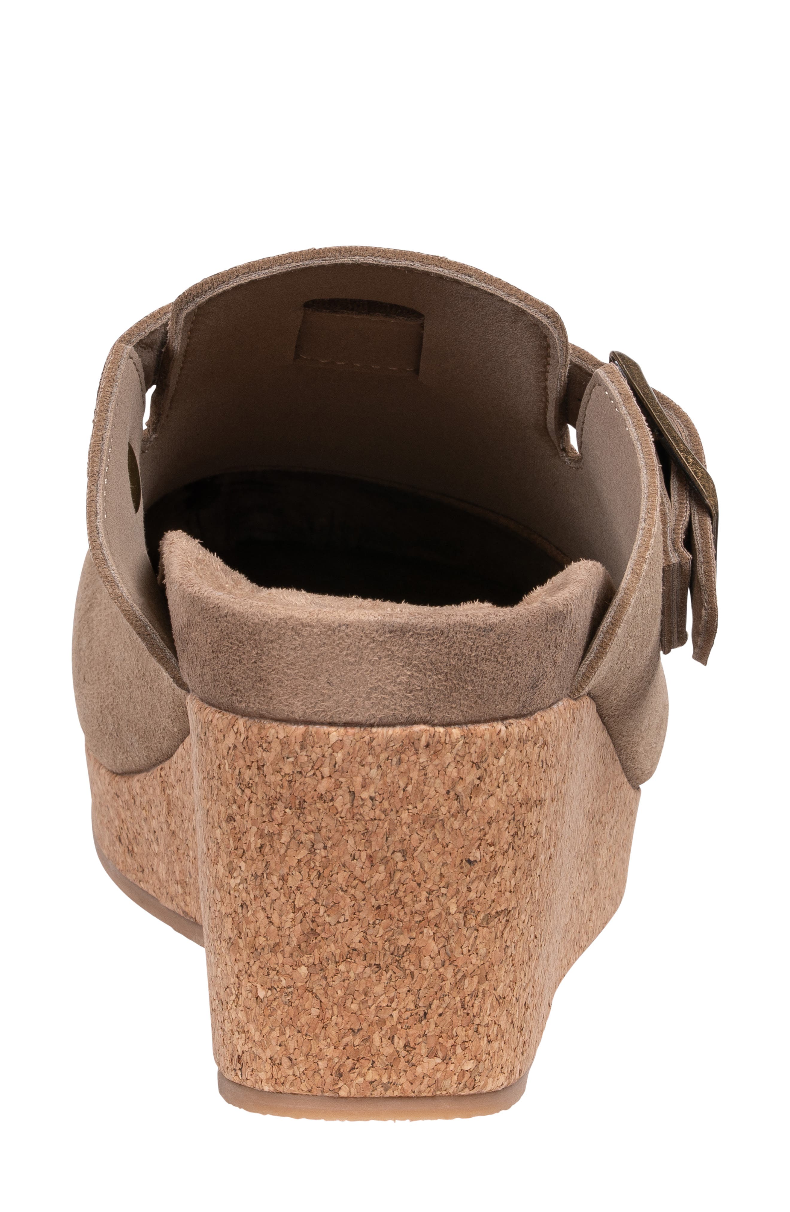 Madison Buckled Faux Leather Wedge Clog, Alternate, color, TAUPE
