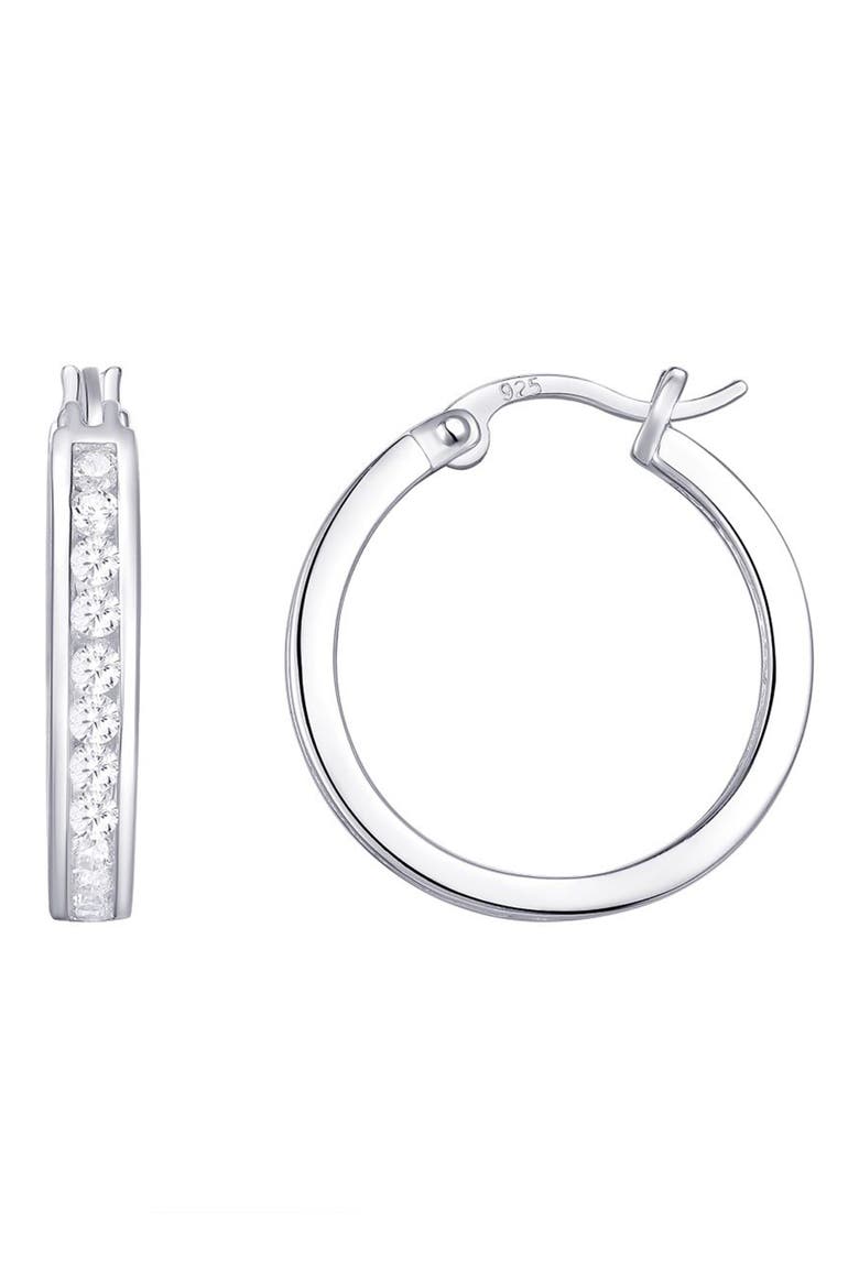 Sterling Silver Cubic Zirconia Hoop Earrings, Main, color, CLEAR