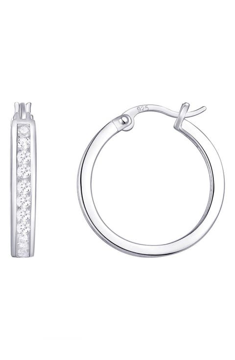 Sterling Silver Cubic Zirconia Hoop Earrings