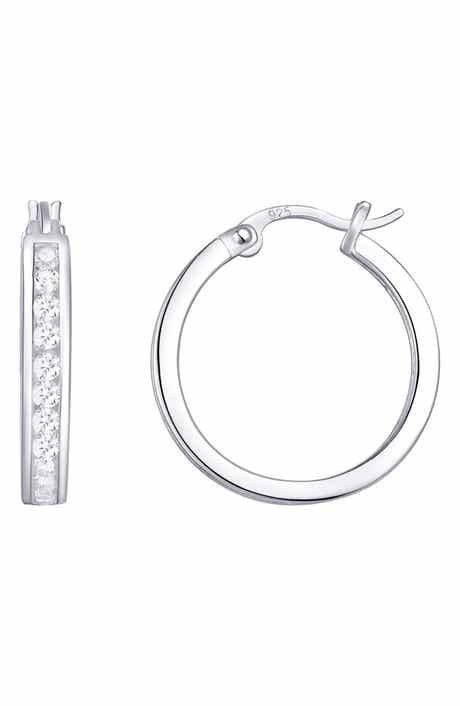 Sterling Silver Cubic Zirconia Hoop Earrings