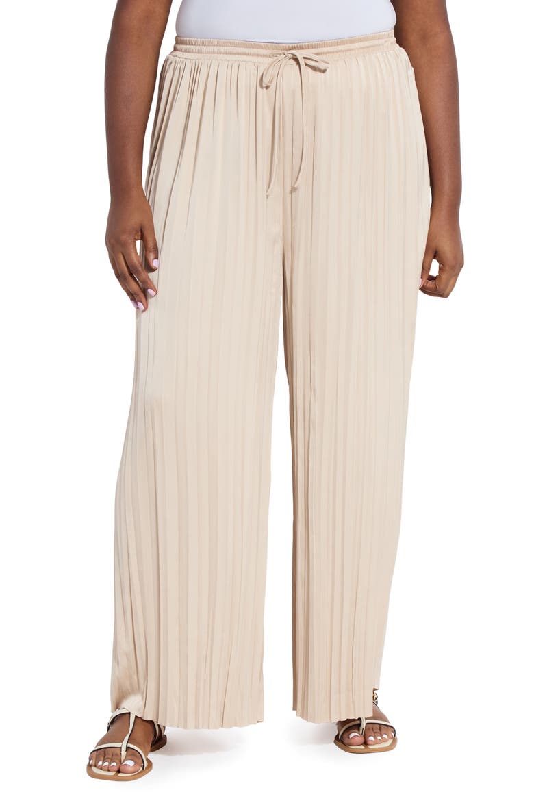 The Packable Pleated Wide Leg Satin Pants, Main, color, CHABLIS