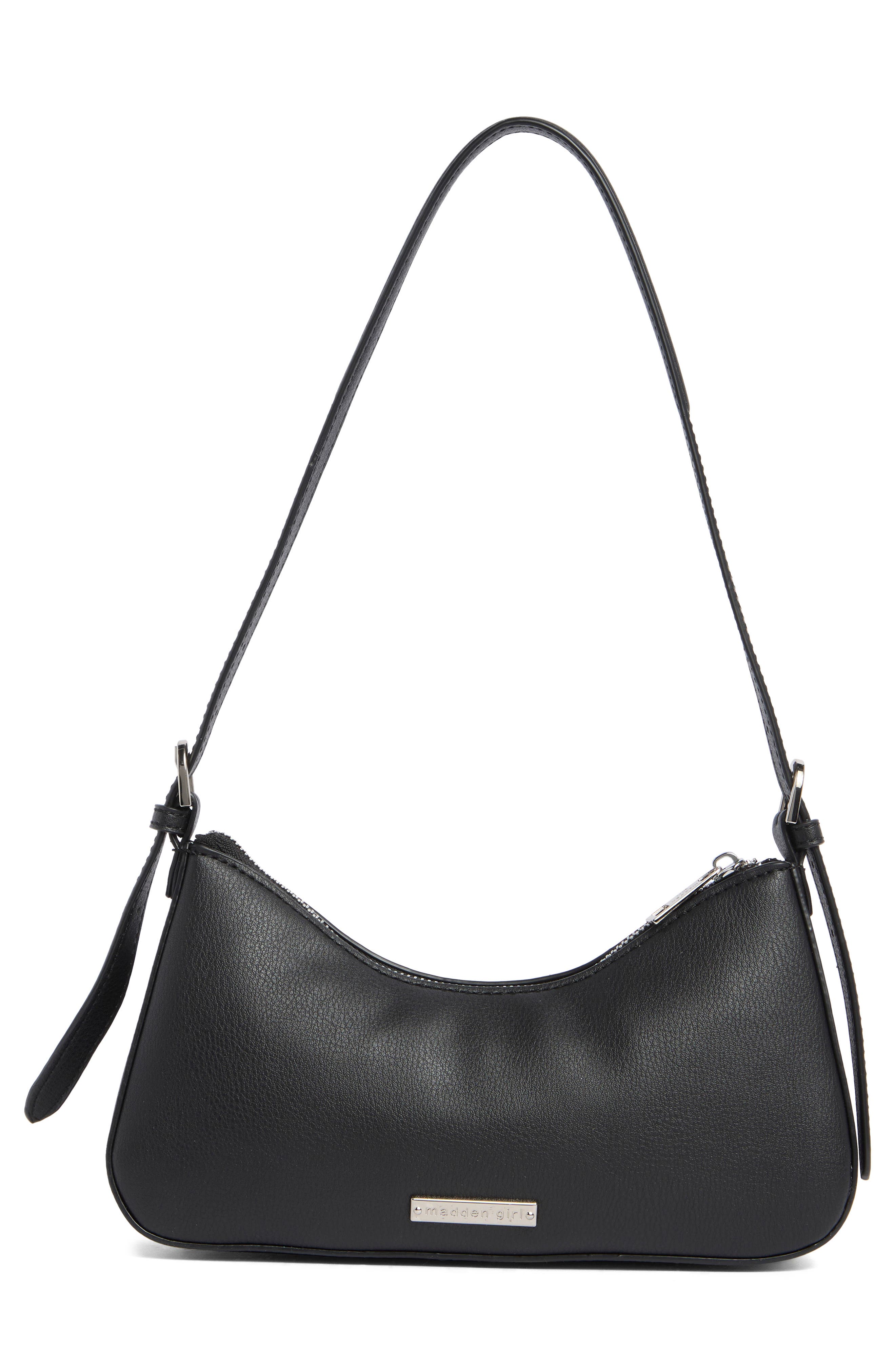 Madden Girl Faux Leather Shoulder Bag, Alternate, color, Black