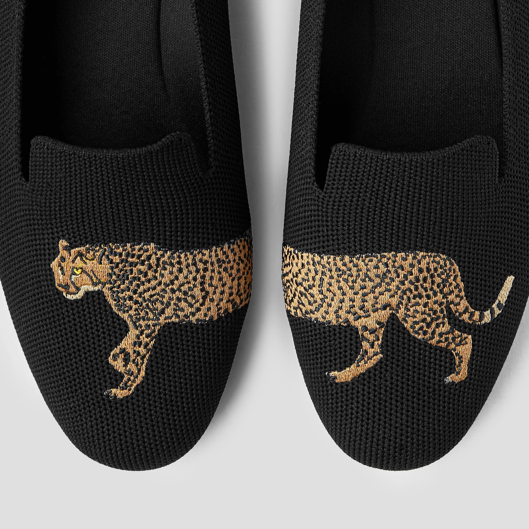 VIVAIA Round-Toe Embroidered Loafers, Alternate, color, Black - Cheetah