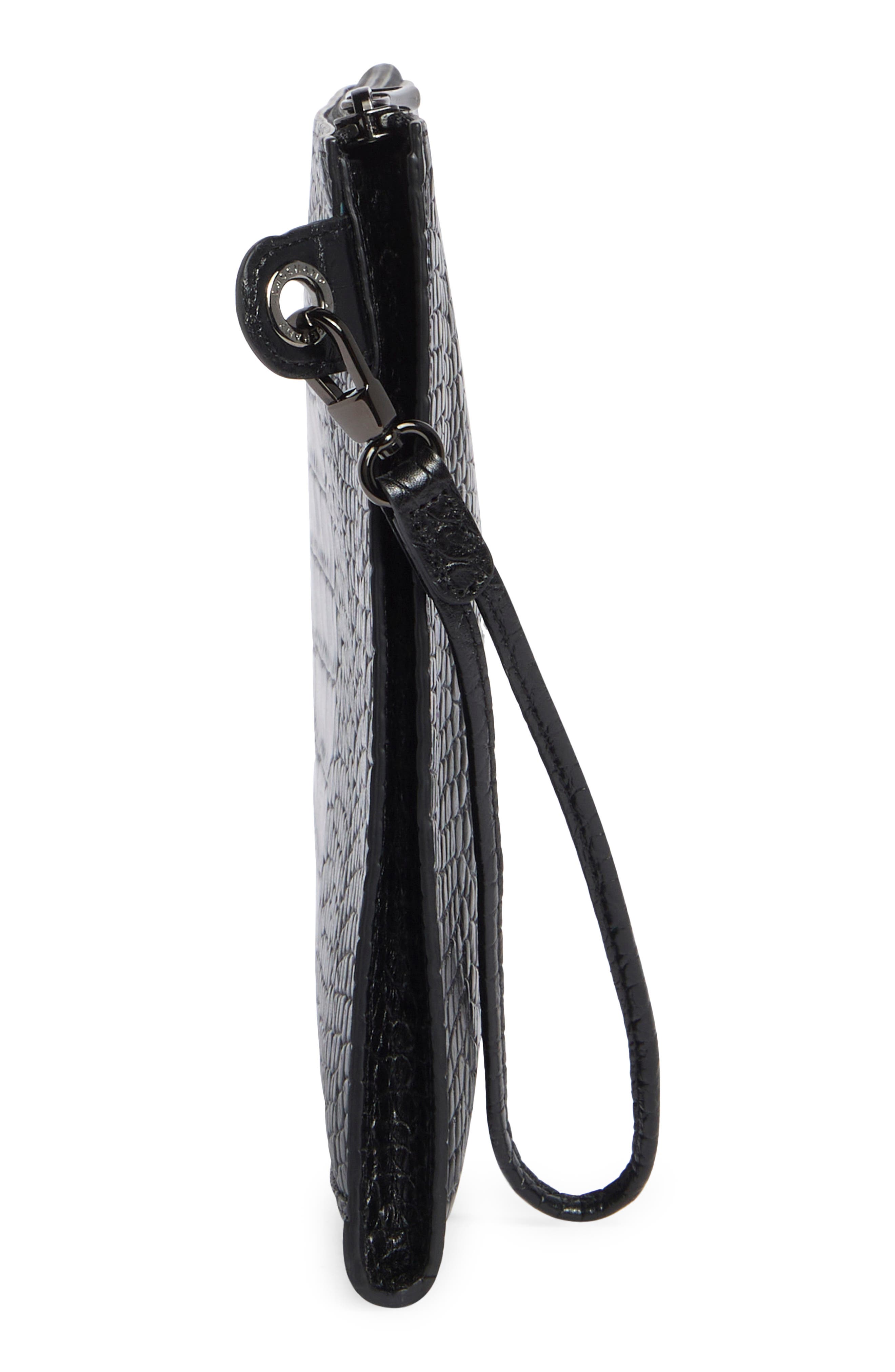 Longchamp Le Pliage Croc Embossed Leather Wristlet, Alternate, color, Butterfly