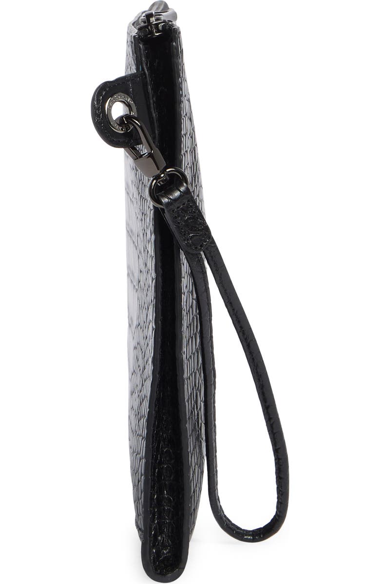 Longchamp Le Pliage Croc Embossed Leather Wristlet, Alternate, color, Butterfly