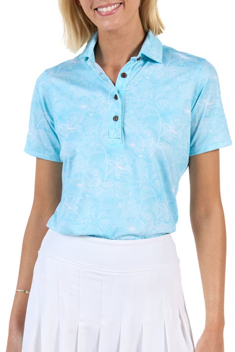 The Ocean Round - Light Blue - Short Sleeved Ladies Golf Polo